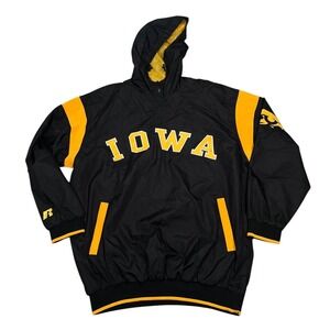 Russell Athletic Iowa Hawkeyes Windbreaker Jacket Men L Black Yellow Pullover